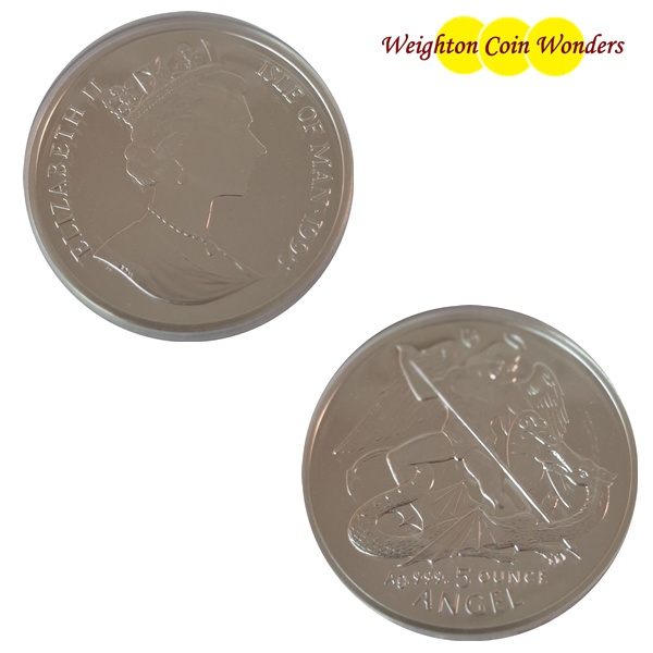 5oz Silver Round - Isle of Man ANGEL 5oz Silver Round - Isle of Man ANGEL